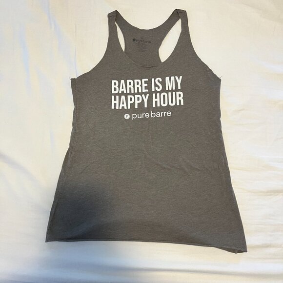 Pure Barre Gray Tank "Barre Is My Happy Hour" - Picture 1 of 3